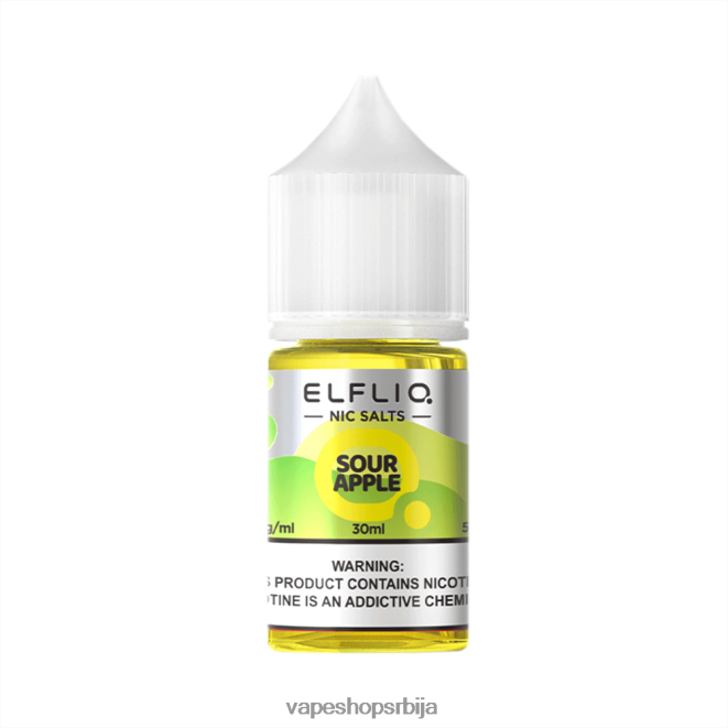 ELFBAR ELFLIQ ниц сол 30мл кисела јабука 288D2828 Vape Bez Nikotina