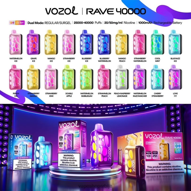 Vozol Rave 40000 H264B1 Vape Srbija