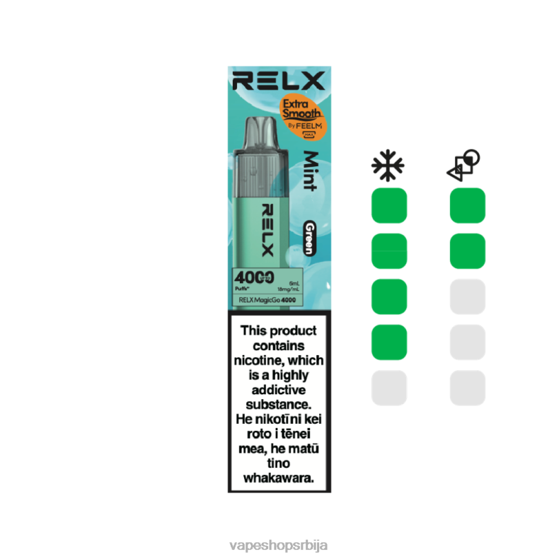 RELX MagicGo 4000 вапе за једнократну употребу мента (зелена) 68LZN4 Vape Shop Beograd