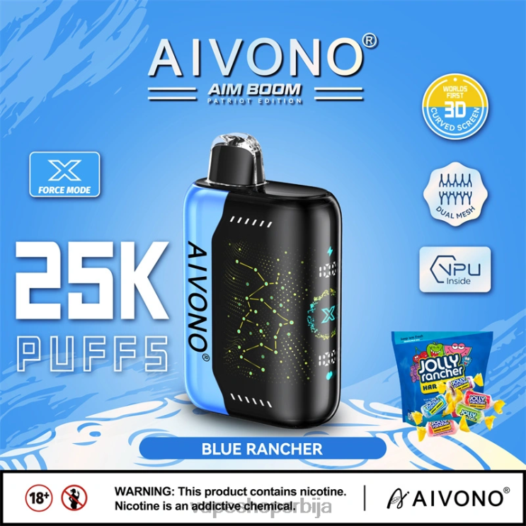 Aivono AIM BOOM 25000 плави ранчер 008DX344 - Vape Shop Beograd