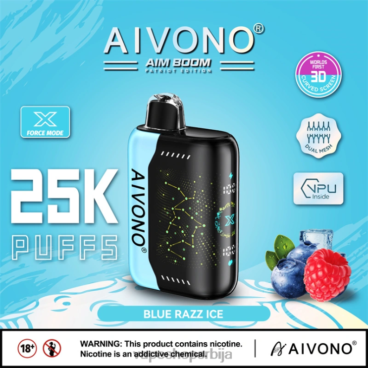 Aivono AIM BOOM 25000 плави разз лед 008DX345 - Vape Pen
