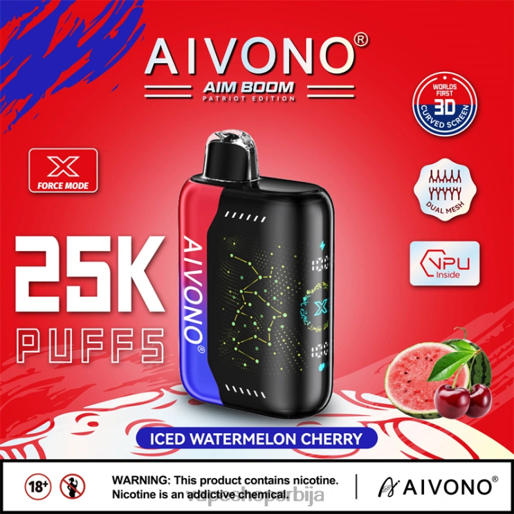 Aivono AIM BOOM 25000 ледена вишња од лубенице 008DX347 - Salt Vape Srbija