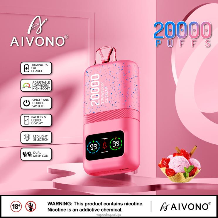 Aivono AIM magic 20000 сладолед од јагода 008DX80 - Vape Pen