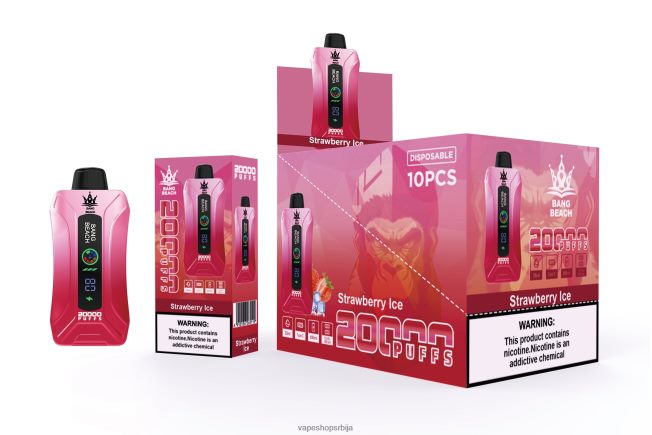 Bang Beach 20000 пуффс смарт сцреен вапе лед од јагоде R66X686 - Vape Srbija