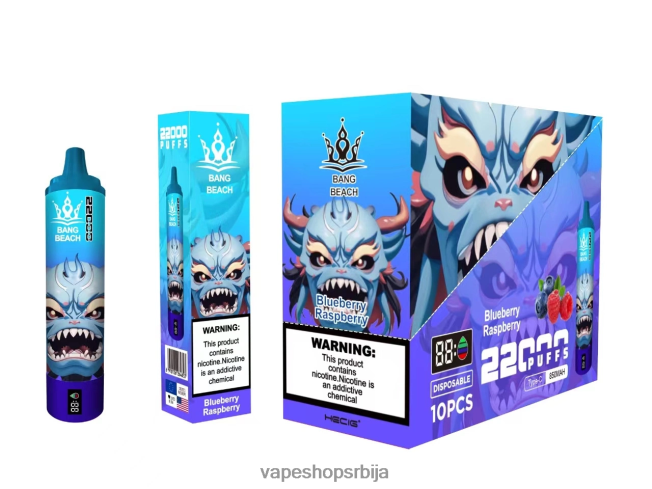 Bang Beach Паметни екран са 22000 пуфова боровница малина R66X6814 - Vape Shop Beograd
