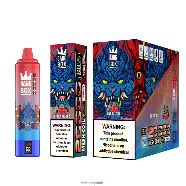 Bang Box Паметни екран са 20000 удисаја плави разз лед R66X6859 - Vape Shop Beograd