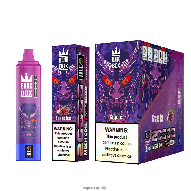 Bang Box Паметни екран са 20000 удисаја грожђани лед R66X6861 - Vape Srbija