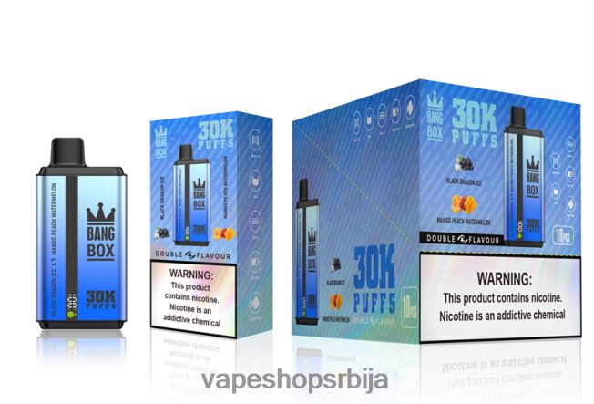 Bang Box 30000 пуффс двоструких укуса лед црног змаја и лубеница манго брескве R66X6871 - Vape Srbija