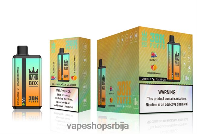 Bang Box 30000 пуффс двоструких укуса плави разз лед и манго од јагоде R66X6873 - Vape Bez Nikotina