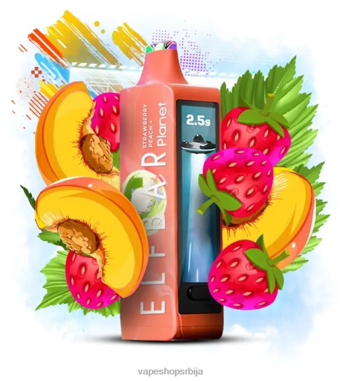 Elf Bar Planet 25000 јагода бресква J0Z0R28 Vape Bez Nikotina