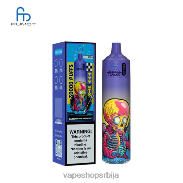 Fumot Tornado 30к музике боровница кисела малина DPXFV6 - Vape Srbija