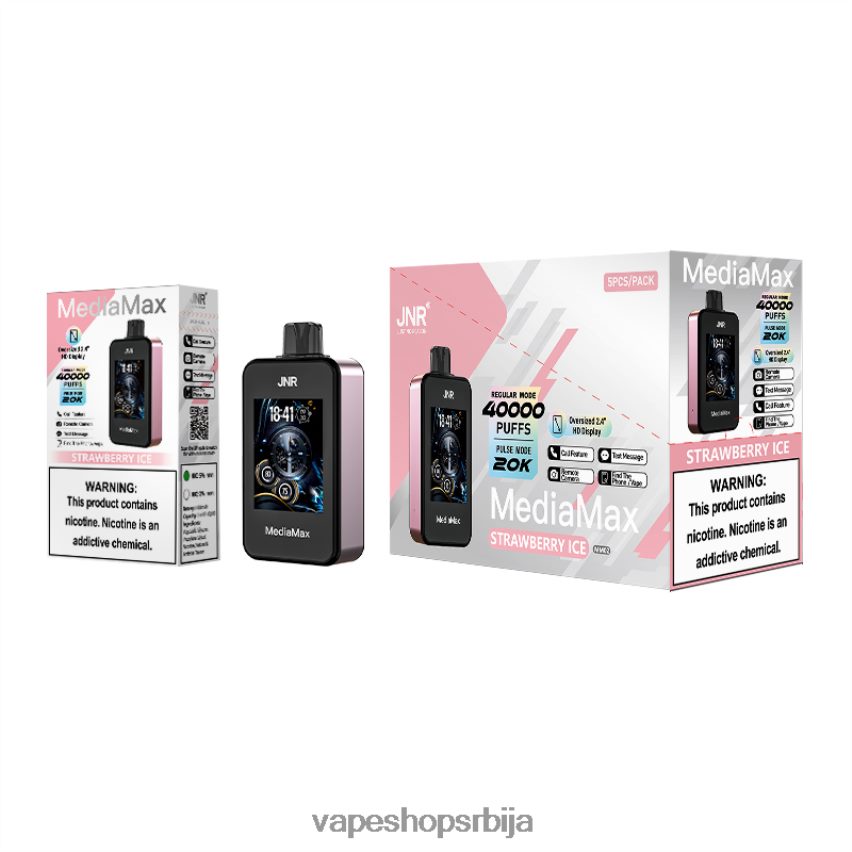 JNR MediaMax 40к пуфф X8ZPN217 лед од јагоде vape srbija salt