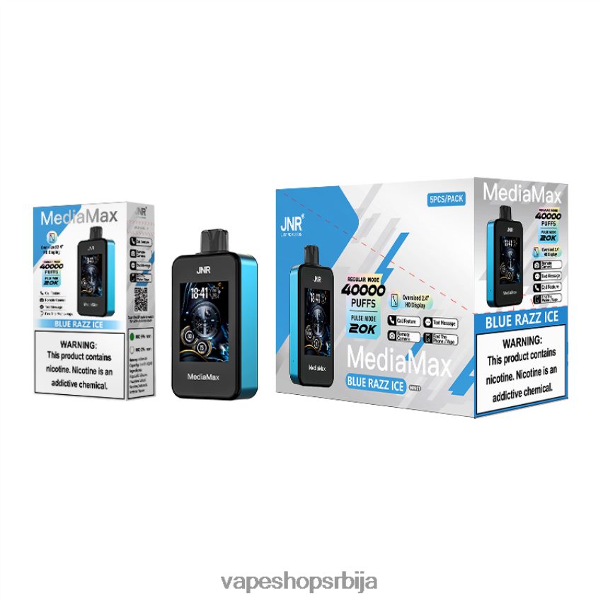 JNR MediaMax 40к пуфф X8ZPN221 плави разз лед vape srbija salt