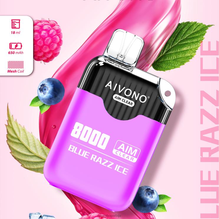 Aivono AIM CLEAR 8000 плави разз лед 008DX202 - Salt Vape Srbija