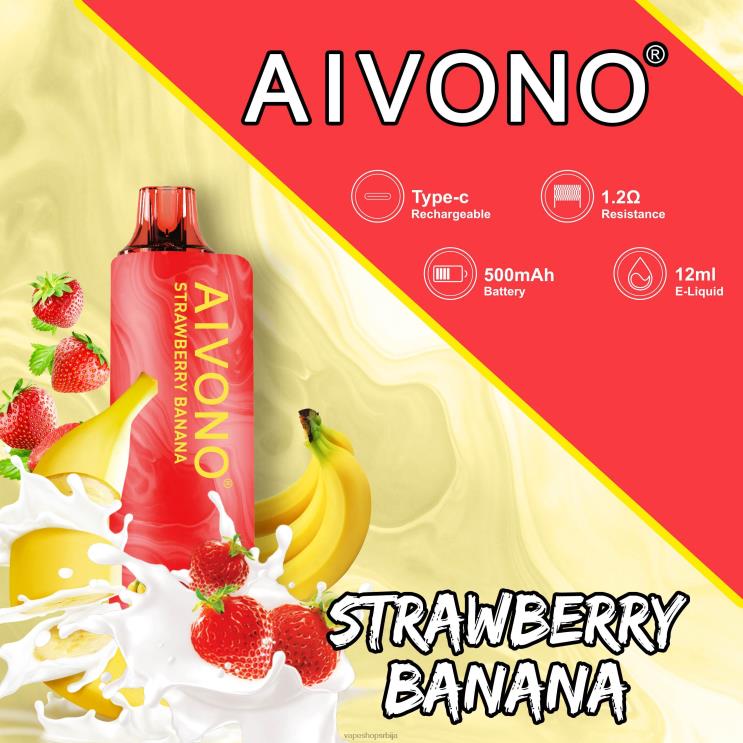 Aivono AIM GUN 7000 јагода банана 008DX107 - Salt Vape Srbija