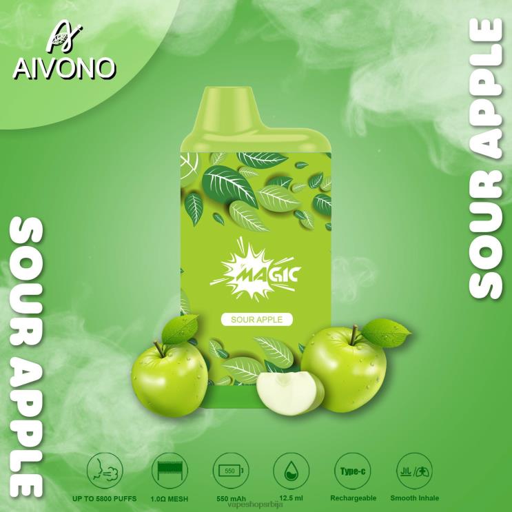 Aivono AIM MAGIC 5800 моутх бок цигарета кисела јабука 008DX87 - Salt Vape Srbija