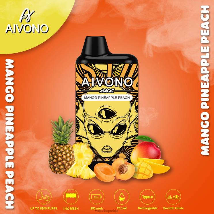Aivono AIM MAGIC 5800 моутх бок цигарета манго ананас бресква 008DX88 - Vape Bez Nikotina