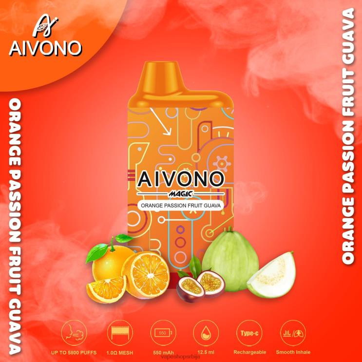 Aivono AIM MAGIC 5800 моутх бок цигарета наранџаста маракуја гуава 008DX90 - Vape Pen