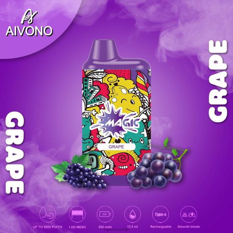 Aivono AIM MAGIC 5800 моутх бок цигарета грожђе 008DX92 - Salt Vape Srbija