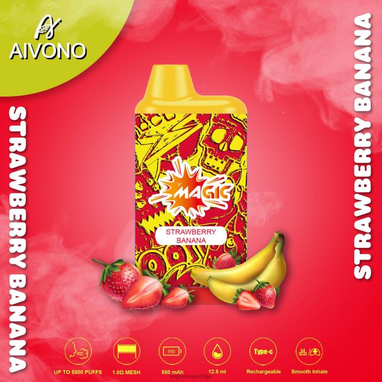 Aivono AIM MAGIC 5800 моутх бок цигарета јагода банана 008DX93 - Vape Bez Nikotina