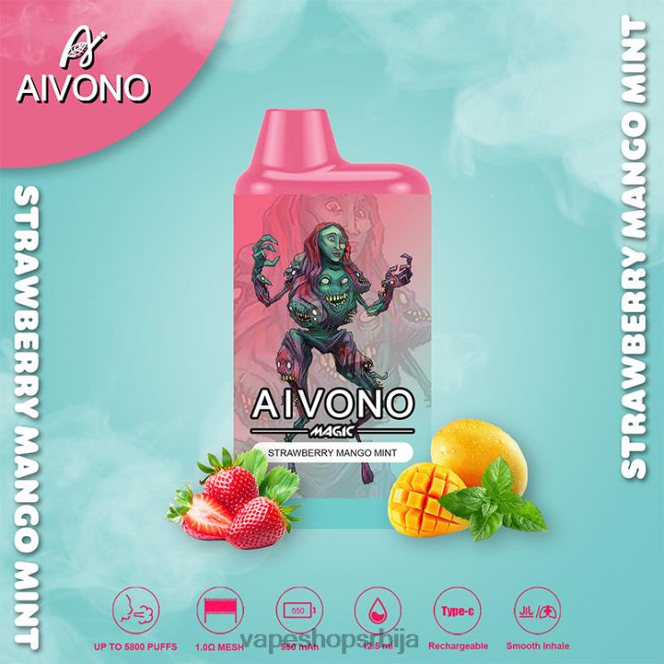 Aivono AIM MAGIC 5800 моутх бок цигарета јагода манго мента 008DX97 - Salt Vape Srbija