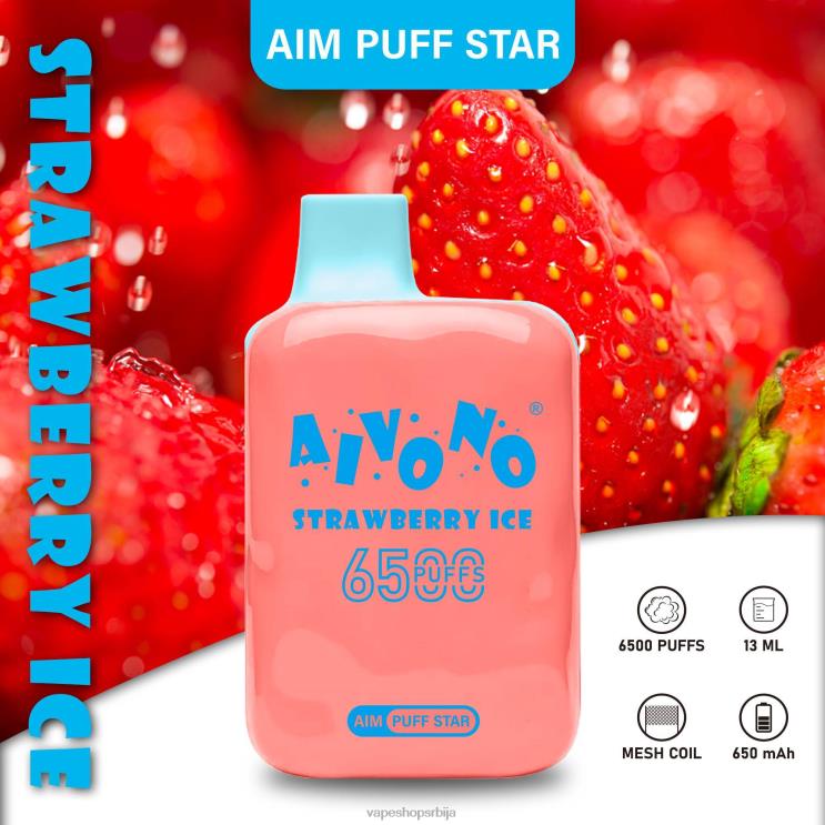 Aivono AIM PUFF STAR 6500 лед од јагоде 008DX288 - Vape Bez Nikotina