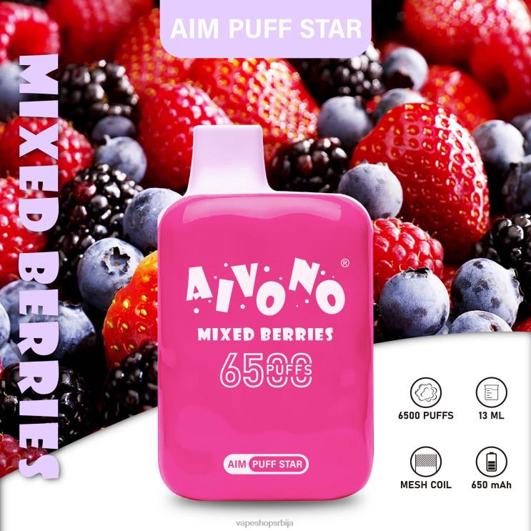 Aivono AIM PUFF STAR 6500 мешане бобице 008DX290 - Vape Pen
