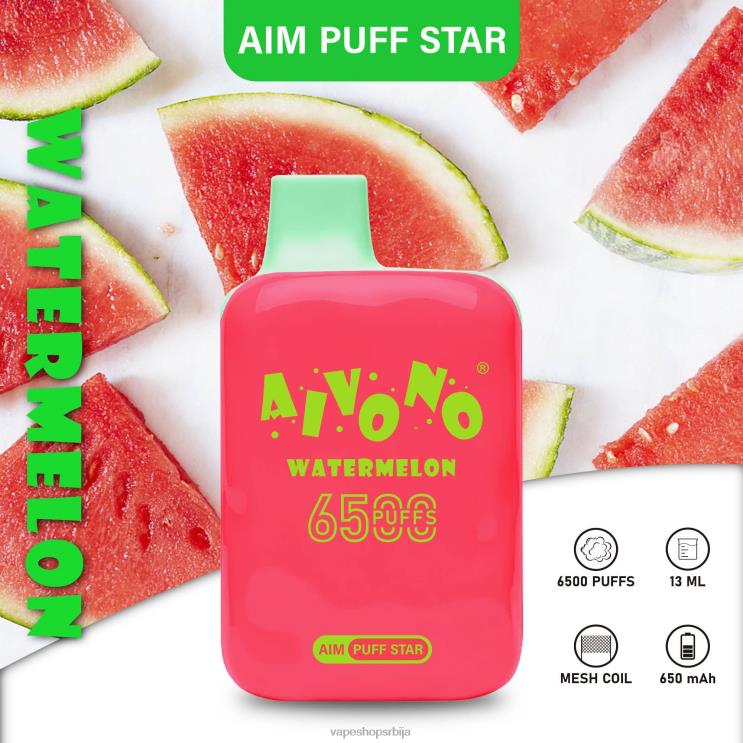 Aivono AIM PUFF STAR 6500 лубеница 008DX291 - Vape Srbija