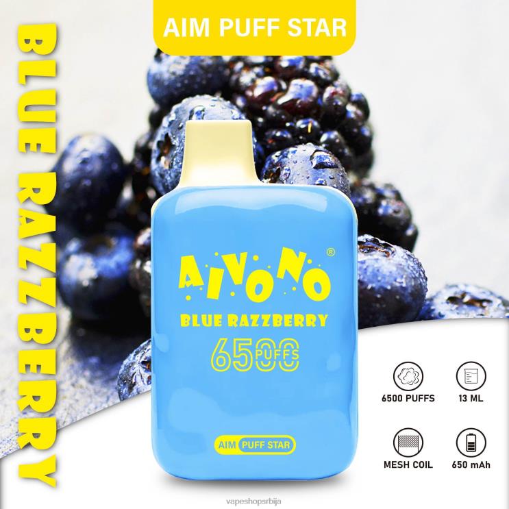 Aivono AIM PUFF STAR 6500 блуе раззберри 008DX292 - Salt Vape Srbija