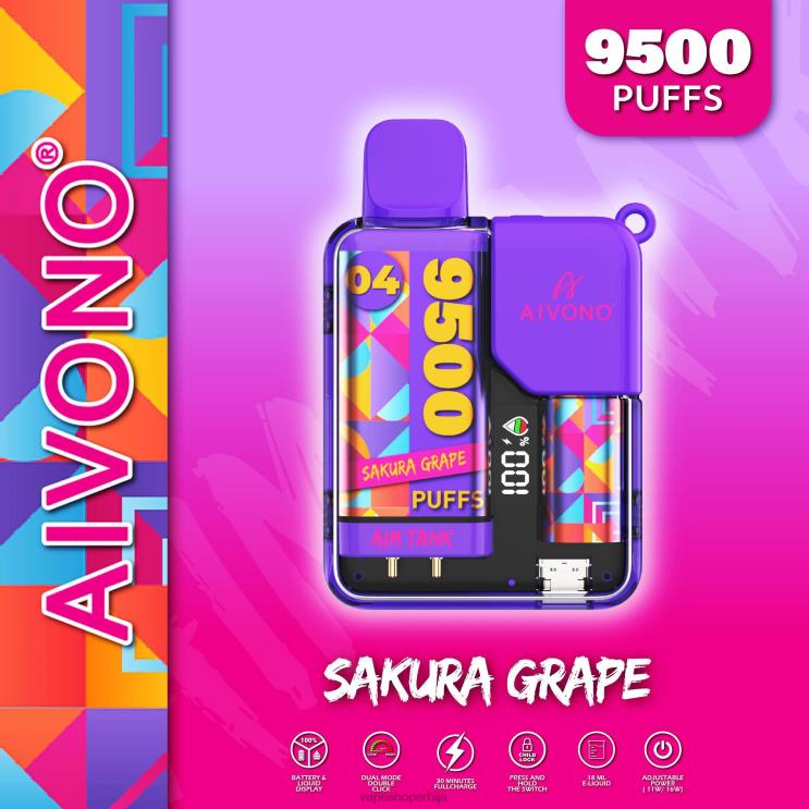 Aivono AIM TANK 9500 сакура грожђе 008DX36 - Vape Srbija