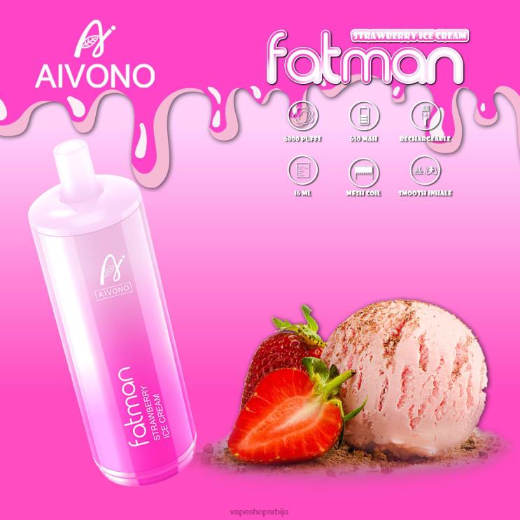 Aivono FATMAN 6800 сладолед од јагода 008DX21 - Vape Srbija