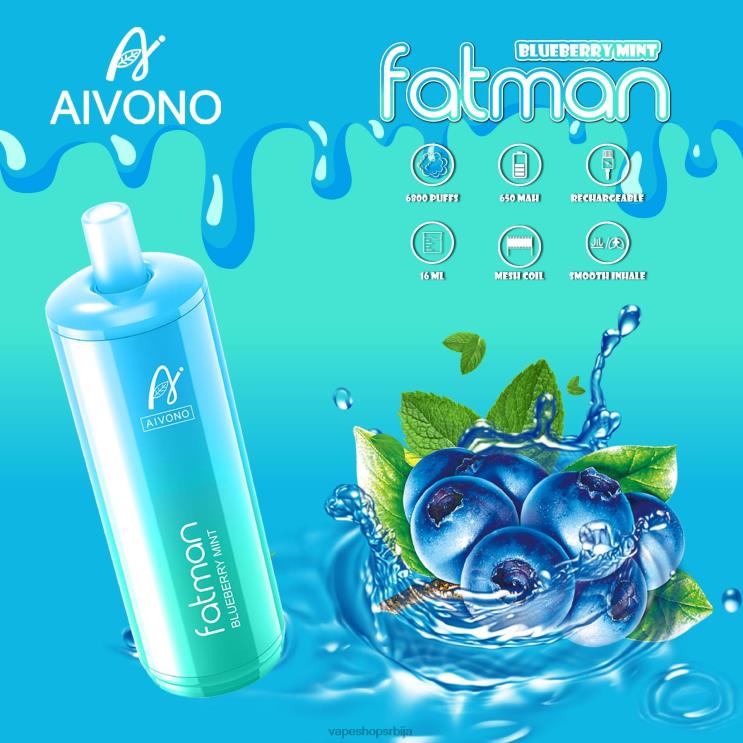 Aivono FATMAN 6800 мента боровнице 008DX22 - Salt Vape Srbija