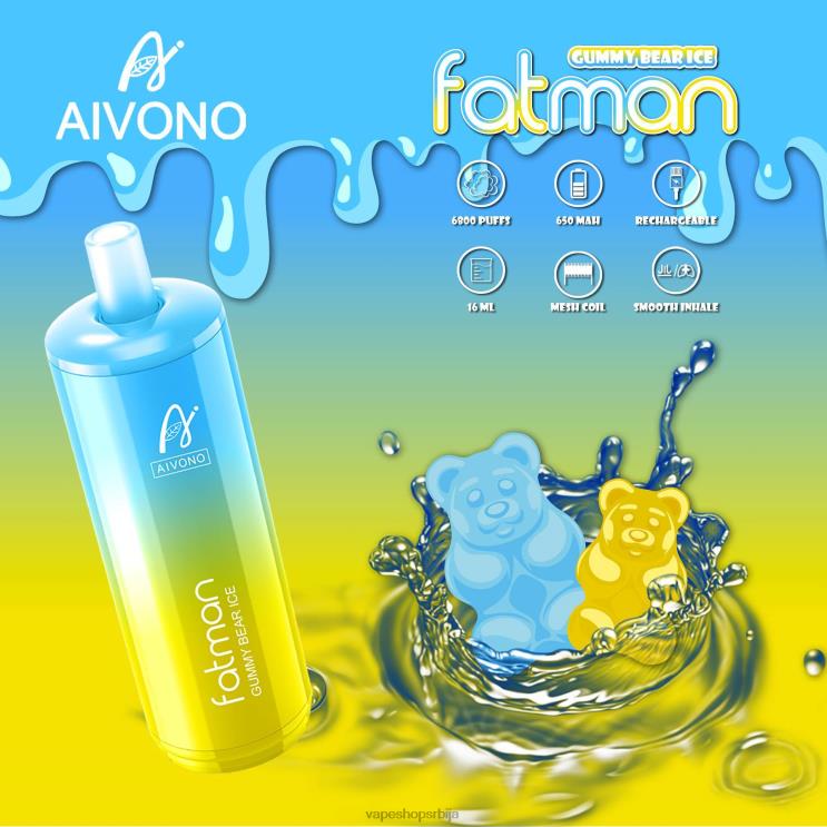 Aivono FATMAN 6800 гумени медвед лед 008DX32 - Salt Vape Srbija