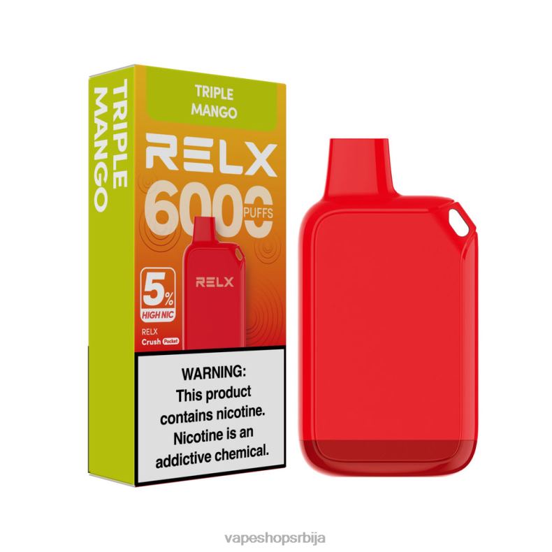 RELX Crush Pocket 6000 5% високи ниц троструки манго 68LZN26 Vape Srbija