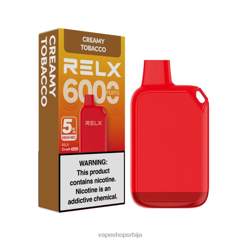 RELX Crush Pocket 6000 5% високи ниц кремасти дуван 68LZN28 Vape Bez Nikotina