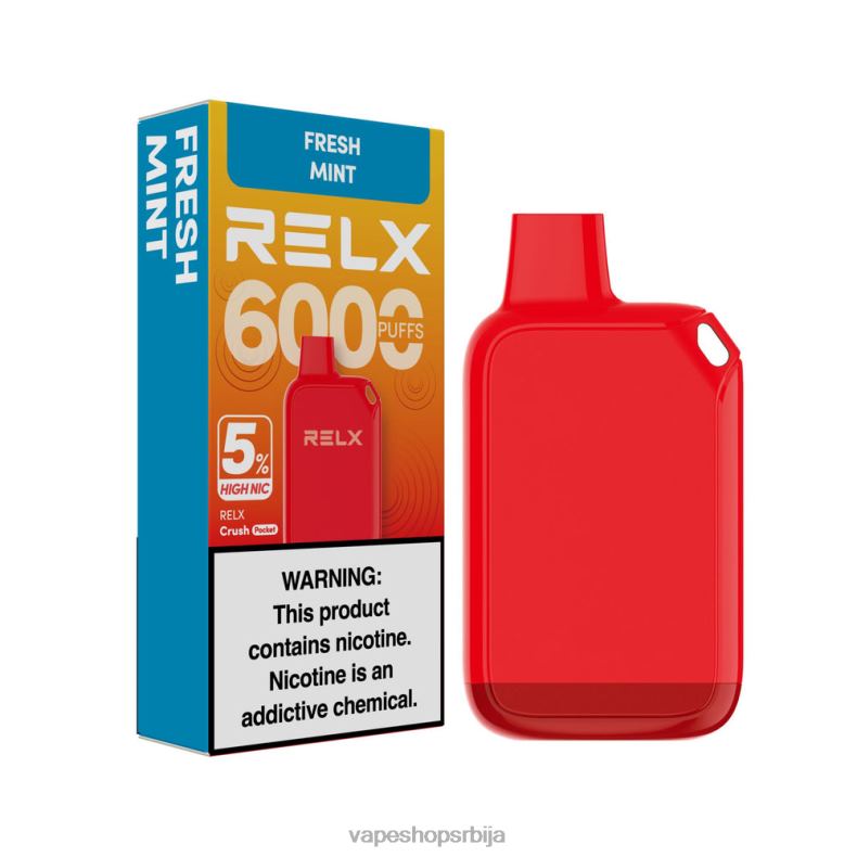 RELX Crush Pocket 6000 5% високи ниц свежа мента 68LZN29 Vape Shop Beograd