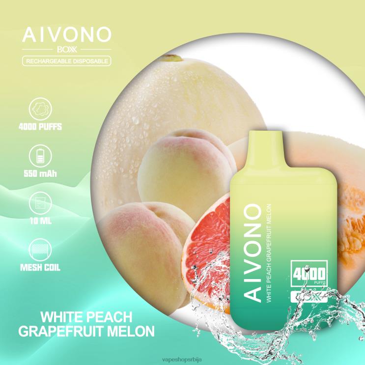 Aivono AIM BOXX 4000 бела бресква грејпфрут диња 008DX224 - Vape Shop Beograd