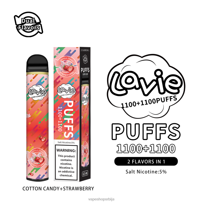 LAVIE BAR Switch 2200 пуффс шећерна вата/јагода XLL8F293 - Vape Bez Nikotina