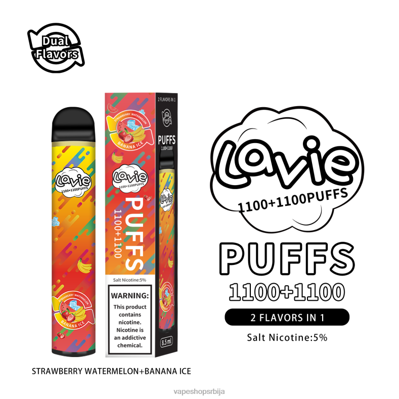 LAVIE BAR Switch 2200 пуффс јагода лубеница/банана лед XLL8F295 - Vape Pen