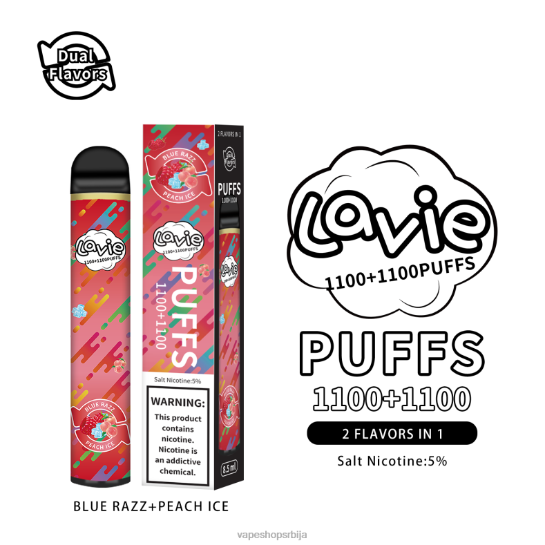 LAVIE BAR Switch 2200 пуффс плави разз/бресквин лед XLL8F298 - Vape Bez Nikotina