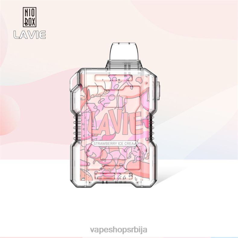 LAVIE NIO BOX 9000 пуффс сладолед од јагода XLL8F196 - Vape Srbija